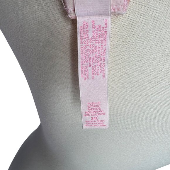 Victorias Secret 34C Push-Up Bra Without Padding Red Lace Embroidery & Jewel Det - Picture 5 of 9